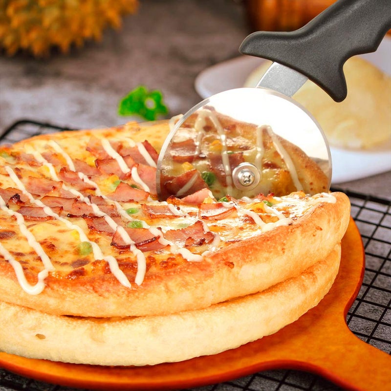 Yinghezu Pizza Cutter Wheel, Stainless Steel Slicer, 9.33-Inch Super heavy 173g, Sharp funny Classic Cutters, Kitchen Gadget with finger guard protects, For Pizza Lovers for easy dishwasher cleaning - Image 2